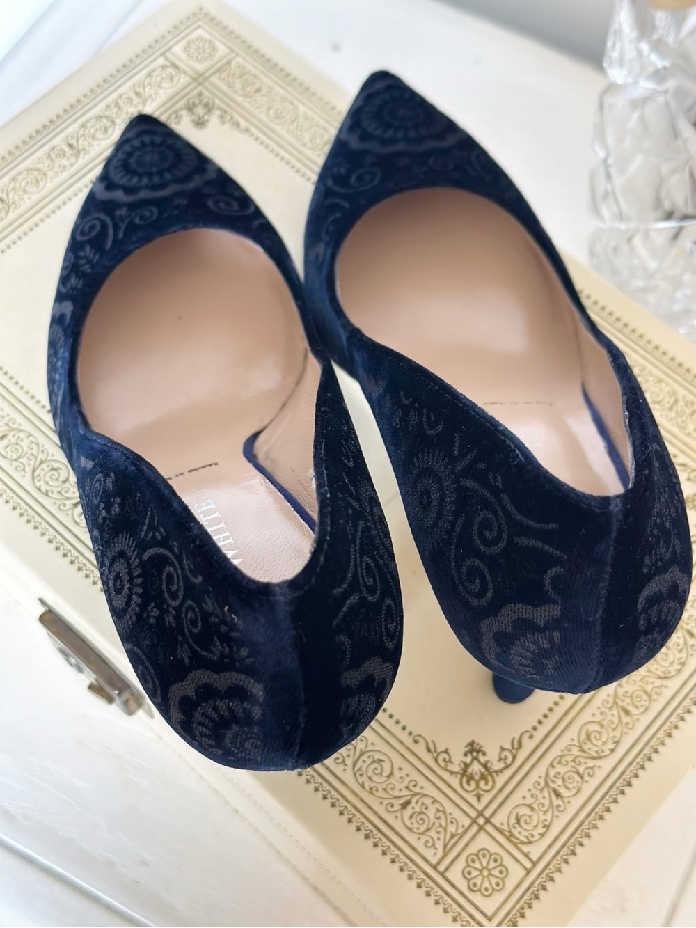 Ron White DWP1 Midnight Velvet Blue Kitten Heels - Picture 14 of 17